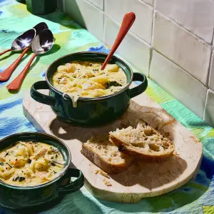 Crème de poulet aux gnocchis : soupe onctueuse prête en 40 minutes