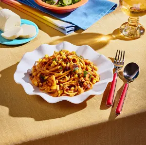 Spaghetti épicé au chorizo et halloumi façon cajun